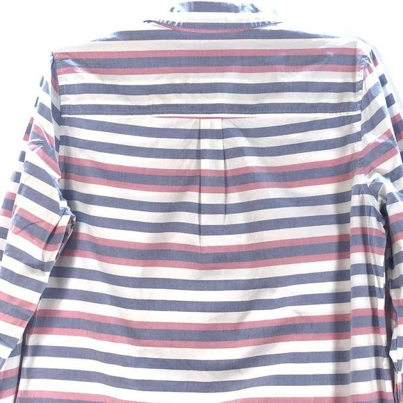 Vineyard Vines Button Up Popover Ladies 6 Blue Red Striped Cotton Long Sleeve - Picture 6 of 10